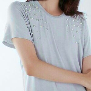 2/$20 Express light blue pearl embellished top